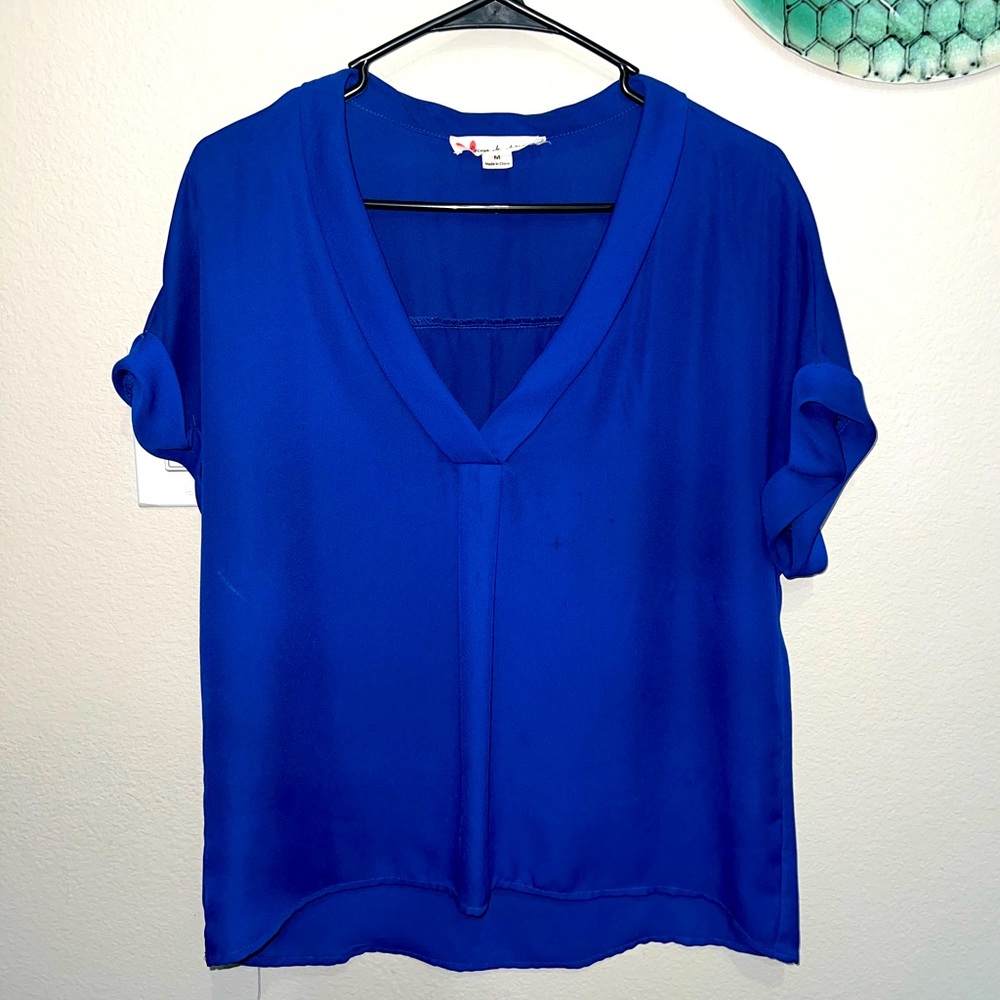 Excuse Me Miss Vibrant Blue Blouse Sz M